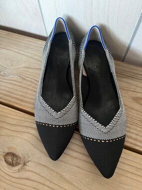 Rothy's Black, White & Blue Pointed Toe Flats